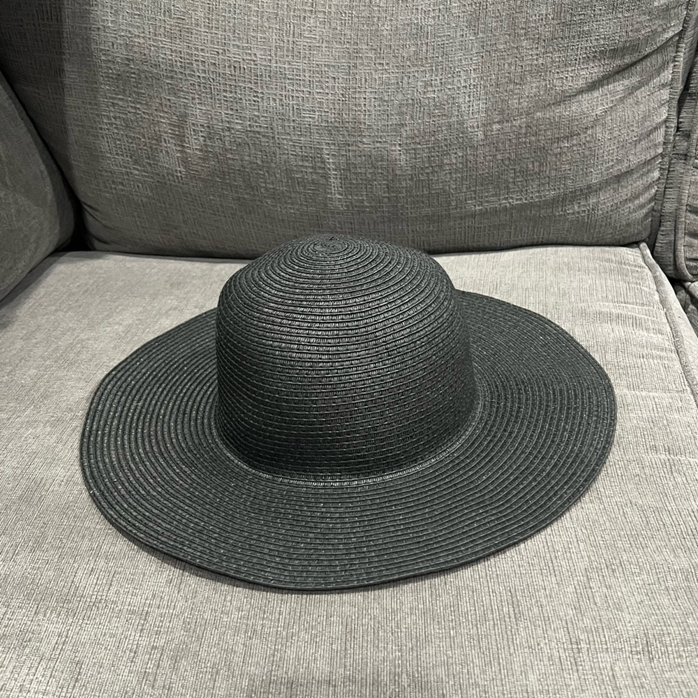J.Crew Wide Brim Straw Hat Black